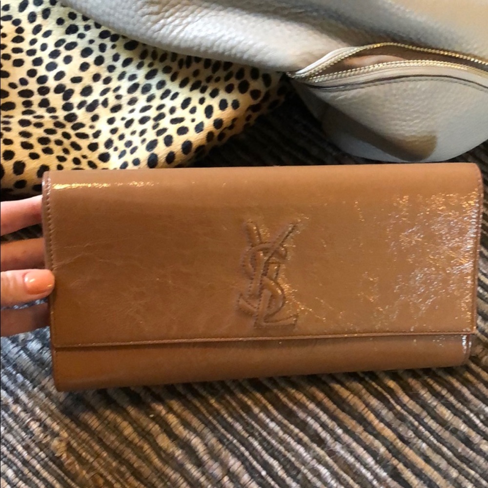 YSL BELLE DU JOUR NUDE BROWN CLUTCH BAG